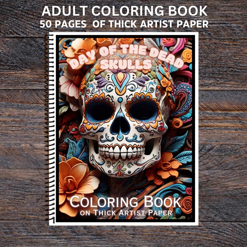 Day of the Dead Vol 1 - Spiral Bound Adult Coloring Book - Thick Artist Pape…